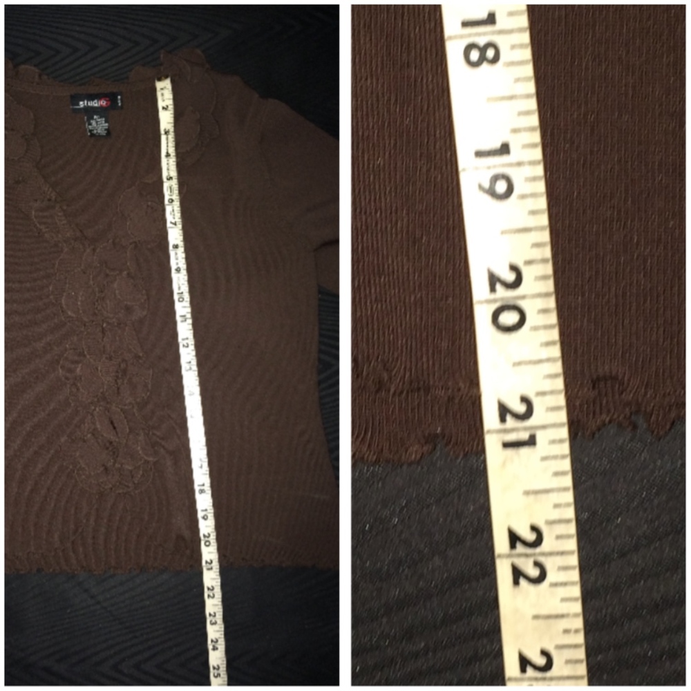 Long sleeve brown sheer dressy ruffled shirt blouse - Get this shirt free - Picture 6 of 8